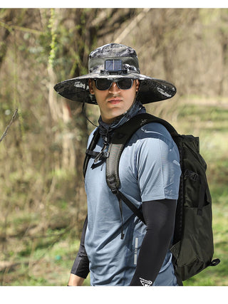 Outdoor Solar Rechargeable Wide Brim Fan Hat