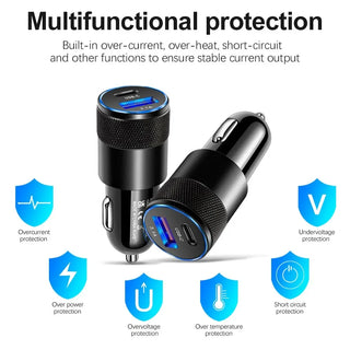 Olaf USB Type C Car Phone Adapter Fast Charging, Fast Charge 3.0, 68W, PD, Iphone 13, 12, Xiaomi, Huawei, Samsung S21