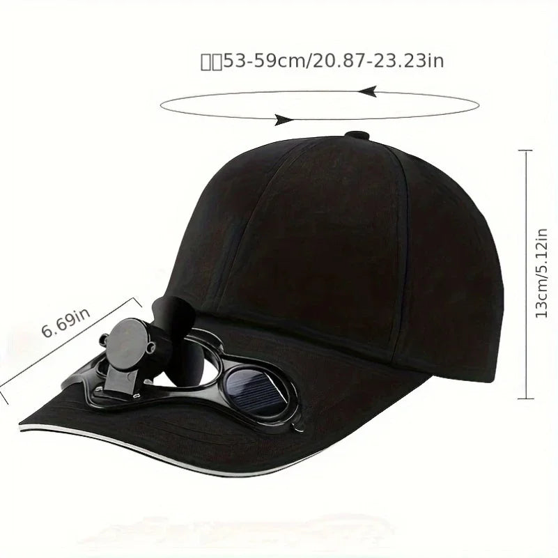 Solar-Powered Fan Baseball Cap - Lightweight, Breathable & Uv-Protective Cooling Hat for Outdoor Sports & Travel