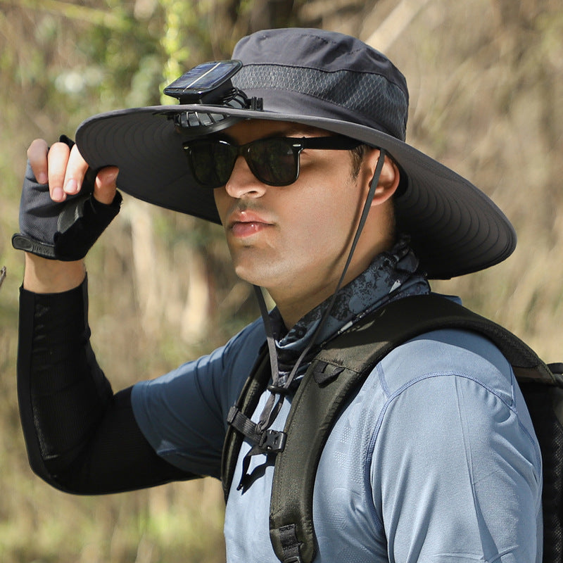 Outdoor Solar Rechargeable Wide Brim Fan Hat