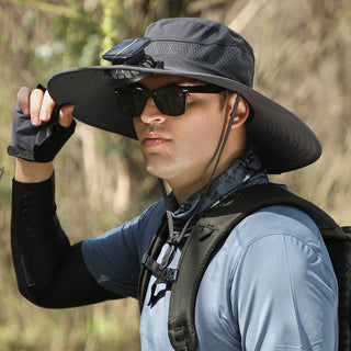 Outdoor Solar Rechargeable Wide Brim Fan Hat