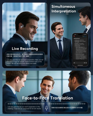 AI Translation Earbuds Real Time - Audifonos Traductores Inglés Español, 3-In-1 Translator Device, Supports 144 Languages & Accents, Open Ear Earbuds with Charging Case