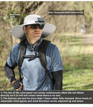 Outdoor Solar Rechargeable Wide Brim Fan Hat